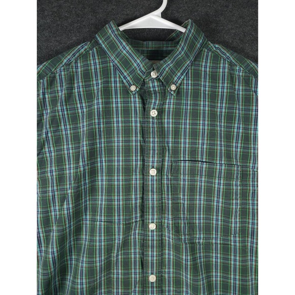 Old Navy Shirt Mens Large L Button Up Plaid Regular Fit Long Sleeve Green - Picture 2 of 12